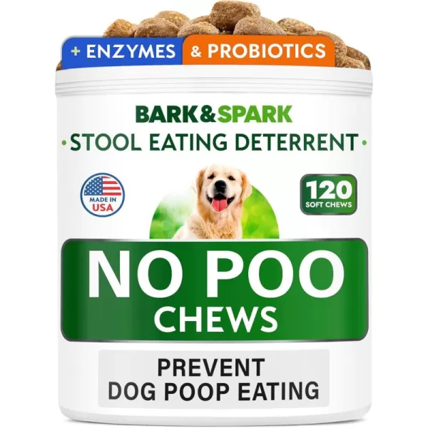 BARKampampSPARK NO Poo Treats  Prevent Dog Poop Eating  Coprophagia Treatment  Stool Eating Deterrent  Probiotics ampamp Enzymes  Digestive Health  Breath Aid  Made in USA  120 Ct  ChickenBacon