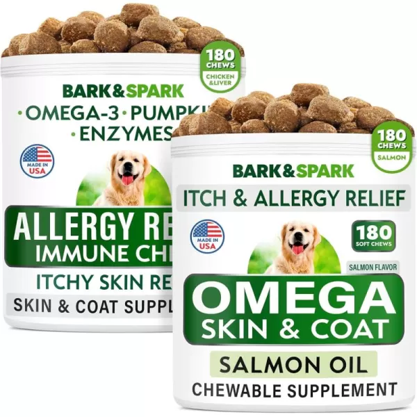 Omega 3  Allergy Relief for Dogs Bundle  AntiItch Skin  Skin Allergy  Omega 3 Fish Oil  EPA ampamp DHA Fatty Acids  ItchingampampPaw Licking  Itch Relief  360 Chews  Made in USA