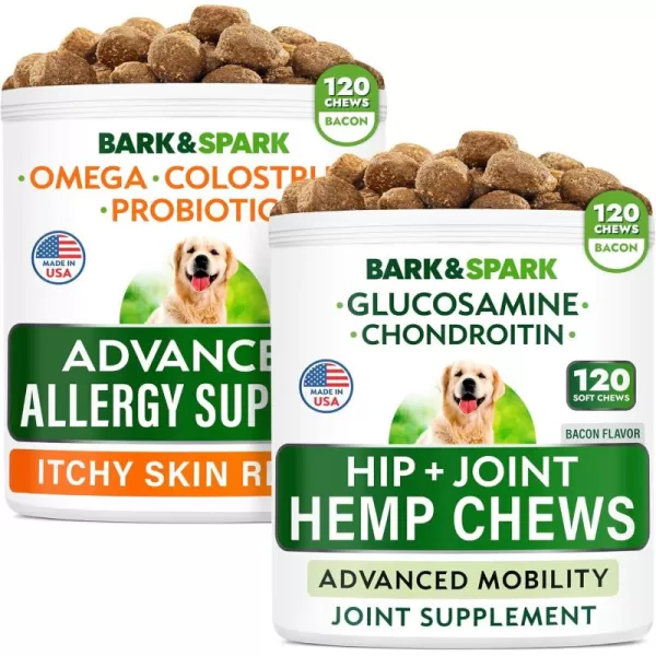 Advanced Dog Allergy  Advanced Hemp Bundle  Itch Relief  Joint Pain Relief  Probiotics wFish Oil Omega 3  Glucosamine Chondroitin Hemp  Skin Allergies  Joint Health  240 Chews  Made in USA