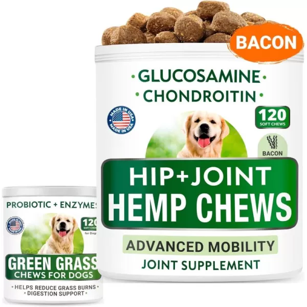 Hemp  Glucosamine  Grass Treatment for Dog Urine Bundle  Joint Pain Relief  Grass Restore  Hemp Oil Chondroitin wMSM Omega 3  Probiotics  Hip ampamp Joint Supplement  Pee Lawn Repair  240 Chews