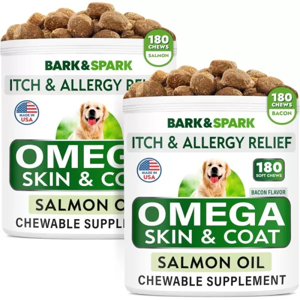 Omega 3 for Dogs and Cats Bundle  Skin Allergy Itch Relief Hot Spots Treatment  Joint Health  Skin and Coat Supplement  EPA ampamp DHA Fatty Acids  Salmon Oil  360 Chews  Made in USA