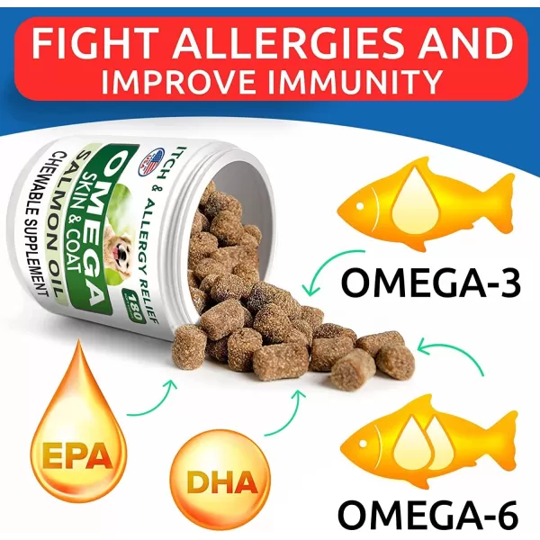 Allergy Relief  Omega 3 Dog Treats Bundle  AntiItch Skin  Hot Spots Treatment  Fish Oil  EPA ampamp DHA Fatty Acids  Skin ampamp Hot Spots  Joint Health  Made in USA  480 Soft Chews