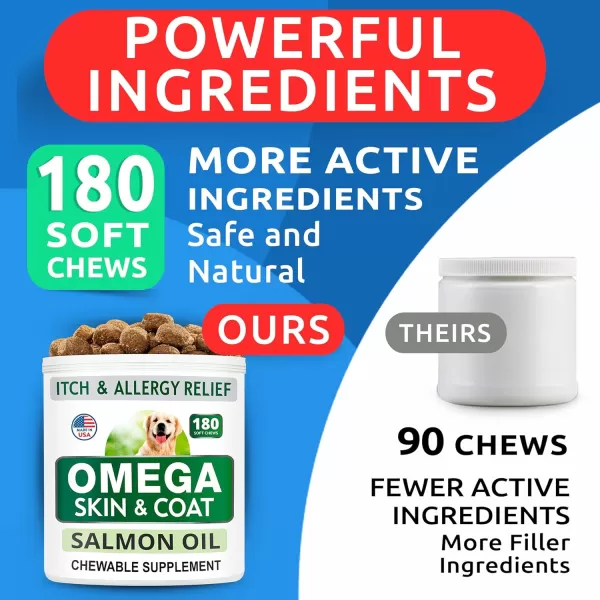 Omega 3  Allergy Relief Chews Bundle  Itch Relief  Coat Supplement  EPA ampamp DHA Fatty Acids  Joint Health  Joint Pain Relief  Dry SkinampampHot Spots  480 Chews  Made in USA