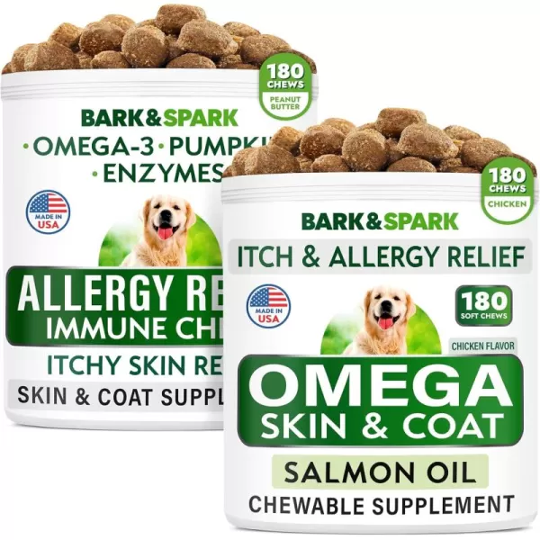 Allergy Relief  Omega 3 for Dogs Bundle  AntiItch Skin ampamp Coat  Skin Allergy  Omega 3 Fish Oil  EPA ampamp DHA Fatty Acid  Itching ampamp Paw Licking  Joint Health  360 Chews  Made in USA