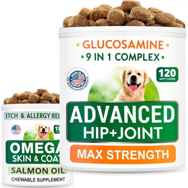 Glucosamine Treats  Omega 3 for Dogs Bundle  Senior Advanced Joint Health  Skin Allergy  Chondroitin Omega3  EPA ampamp DHA Fatty Acids  Hip ampamp Joint Care  Itch Relief  300 Chews  Made in USA