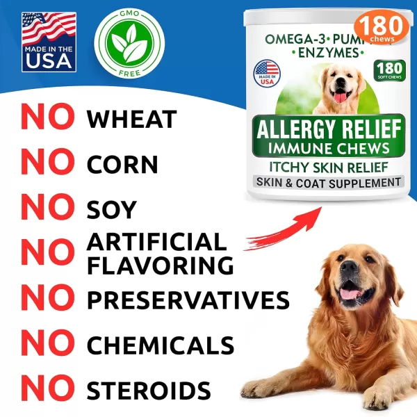 Allergy Relief  Omega 3 for Dogs Bundle  AntiItch Skin  Skin Allergy  Omega 3 Fish Oil  EPA ampamp DHA Fatty Acids  ItchingampampPaw Licking  Itch Relief  540 Chews  Made in USA