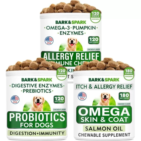 imageAllergy Relief  Omega 3  Probiotics ampamp Digestive Enzymes Bundle  AntiItch Skin ampamp Coat  Joint Health  Pet Diarrhea Gas Treatment  Fish Oil  EPA ampamp DHA Fatty Acids  420 Chews  Made in USA