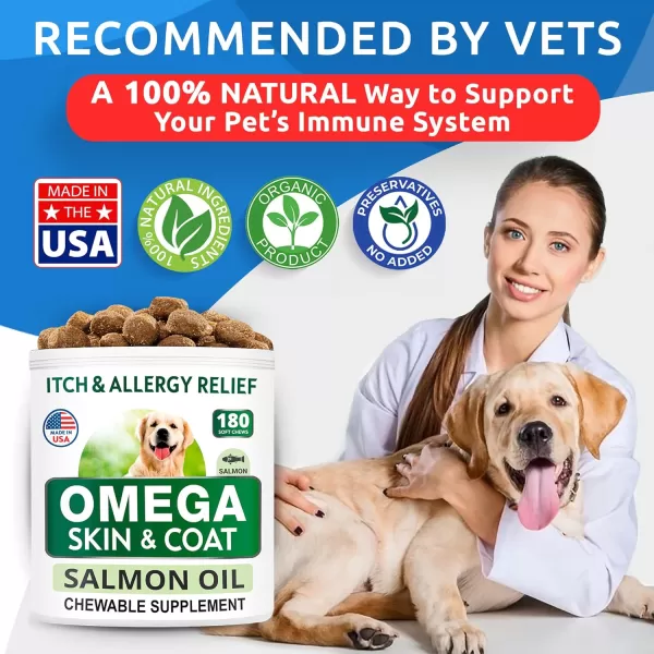 imageBARKampampSPARK Omega 3 for Dogs Bundle  AntiItch Skin  Skin Allergy  Omega 3 Fish Oil  EPA ampamp DHA Fatty Acids  Itching ampamp Paw Licking  Itch Relief  360 Chews  32oz Salmon Oil  Made in USA