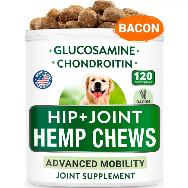 imageHemp Treats  Glucosamine Dog Chews Bundle  Natural Joint Pain Relief Supplement  Hemp Oil Chondroitin wMSM Omega 3  Advanced Hip ampamp Joint Support Formula  120  120 Chews  Made in USA