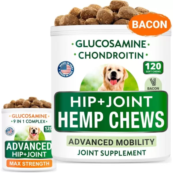 imageHemp  Glucosamine Dog Treats Bundle  Natural Joint Pain Relief  Senior Advanced Joint Health  Chondroitin MSM Hemp Oil  Omega 3  Old Dog Hip ampamp Joint Care  120  120 Chews  Made in USA