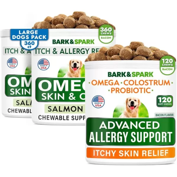 imageOmega 3  Advanced Allergy for Dogs Bundle  Itchy Skin  Skin Allergy  Probiotics wFish Oil Omega 3  EPA ampamp DHA Fatty Acids  Anti Itching Licking  Itch Relief  480 Chews  Made in USA