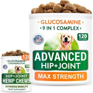 imageSenior Advanced Glucosamine  Glucosamine wHemp Bundle  Old Dog Joint Pain Relief  Natural Joint Pain Relief  Supplement wMSM Chondroitin Omega3  Hemp Oil  120  120 Chews  Made in USA