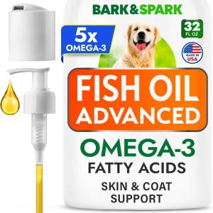 imageBarkampampSpark Fish Oil for Dogs ampamp Cats  Natural Omega3  Skin ampamp Coat Support  Liquid Food Supplement for Pets  Natural EPA  DHA Fatty Acids for Joint Function Immune ampamp Heart Health 8oz32 Oz