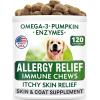 imageAllergy Relief Dog Treats  Dog Probiotics Chews Bundle  Omega 3  Pumpkin  Enzymes for Itchy Skin Relief  Digestive Enzymes  Prebiotics for Gas Diarrhea Constipation Upset Stomach Relief