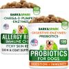 imageAllergy Relief Dog Treats  Dog Probiotics Chews Bundle  Omega 3  Pumpkin  Enzymes for Itchy Skin Relief  Digestive Enzymes  Prebiotics for Gas Diarrhea Constipation Upset Stomach Relief