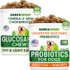imageDog Probiotics  Glucosamine Treats Bundle  Digestive Enzymes  Prebiotics  Chondroitin MSM Omega3  Gas Diarrhea Allergy Constipation Upset Stomach Relief  Joint Pain Relief  Immunity