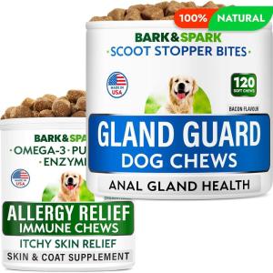 imageAnal Gland Guard Support  Allergy Relief Chews Bundle  Scoot Treatment  Dry ampamp Itchy Skin Relief  Itching Paw Licking ampamp Hot Spots  Digestive Enzymes ampamp Breath Aid Support  Made in USA