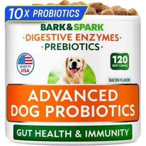 imageBARKampampSPARK Dog Probiotics for Digestive Health ampamp Enzymes  Diarrhea Gas Upset Stomach Relief ampamp Season Allergy  Chews for Digestion  Pet Probiotics for Dogs 60Ct ChickenProbiotic Chews