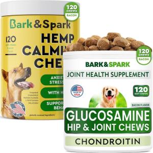 imageGlucosamine Bacon Flavor  Calming Hemp Treats for Dogs Bundle  Joint Pain Relief  Anxiety Relief  Chondroitin MSM Omega3  Hemp Oil  Hip ampamp Joint Care  Stress Relief  240 Soft Chews  US Made