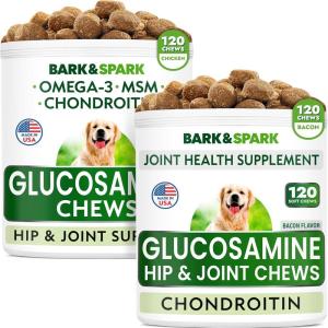 imageGlucosamine Dog Chews Bundle  Joint Pain Relief Supplement  Advanced Hip ampamp Joint Support Formula with Chondroitin MSM Omega3  Hip ampamp Joint Care  Made in USA  Bacon  Chicken Flavor  240 Chews