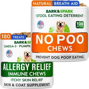 imageNo Poo Chews  Allergy Relief Chews Bundle  Stool Eating Deterrent  Dry ampamp Itchy Skin Relief  Itching Paw Licking ampamp Hot Spots  Digestive Enzymes ampamp Breath Aid Support  Made in USA