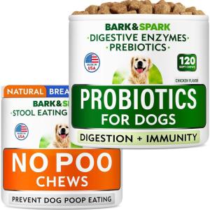 imageNo Poo Chews  Dog Probiotics for Digestive Health Bundle  Diarrhea Gas Treatment Upset Stomach Relief  Allergy ampamp Itchy Skin  Digestive Enzymes ampamp Breath Aid Support  Digestion Supplement Treat