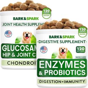imageProbiotics  Glucosamine Bundle  Upset Stomach Relief  Joint Pain Relief  Enzymes  Prebiotics  Chondroitin MSM Omega3  Improve Digestion  Hip ampamp Joint Care  120  120 Chews  Made in USA