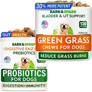imageGreen Grass Dog Chews  Dog Probiotics Bundle  Pee Grass Spot Saver Caused by Dog Urine  Digestive Enzymes ampamp Gas Diarrhea Constipation Relief Supplement  Made in USA