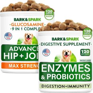 imageProbiotics  Glucosamine Treats Bundle  Improve Digestion  Hip ampamp Joint Care  Digestive Enzymes Prebiotics  Omega3 Chondroitin  Immunity  Old Dog Joint Pain Relief  240 Chews  Made in USA