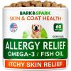 imageBARKampampSPARK Dog Allergy Relief Chews  AntiItch Skin ampamp Coat Supplement  Omega 3 Fish Oil  Itchy Skin Relief Treatment Pills  ItchingampampPaw Licking  Dry SkinampampHot Spots  60 Immune Treats  ChickenChicken