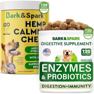 imageProbiotics  Calming Hemp Treats for Dogs Bundle  Gas Diarrhea Allergy  Anxiety Relief  Enzymes  Prebiotics  Hemp Oil  Improve Digestion  Stress Relief  120  120 Chews  Made in USA