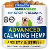 imageBARKampampSPARK Advanced Calming Chews for Dogs  Hemp Chew  Melatonin  Anxiety Relief  Sleep Aid  Relaxing Treats  Stress Relief During Fireworks Storms Thunder Barking  Made in USA  60CtCalming Hemp Anxiety  Stress