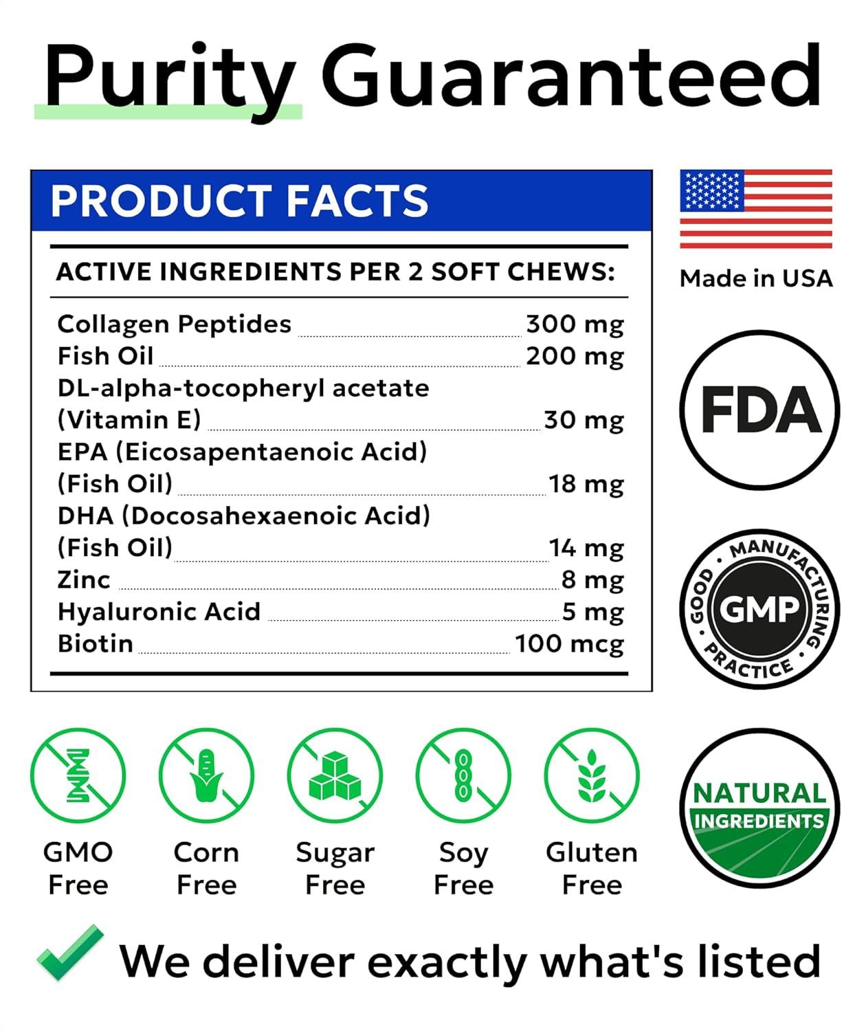 imageBARKampampSPARK Advanced Collagen  Omega3 Formula for Dogs  180 Fish Oil Treats for Dog Shedding Itch ampamp Allergy Relief Hot Spots Hip ampamp Joint and Skin ampamp Coat Supplement  Biotin EPA ampamp DHA Fatty AcidsBacon