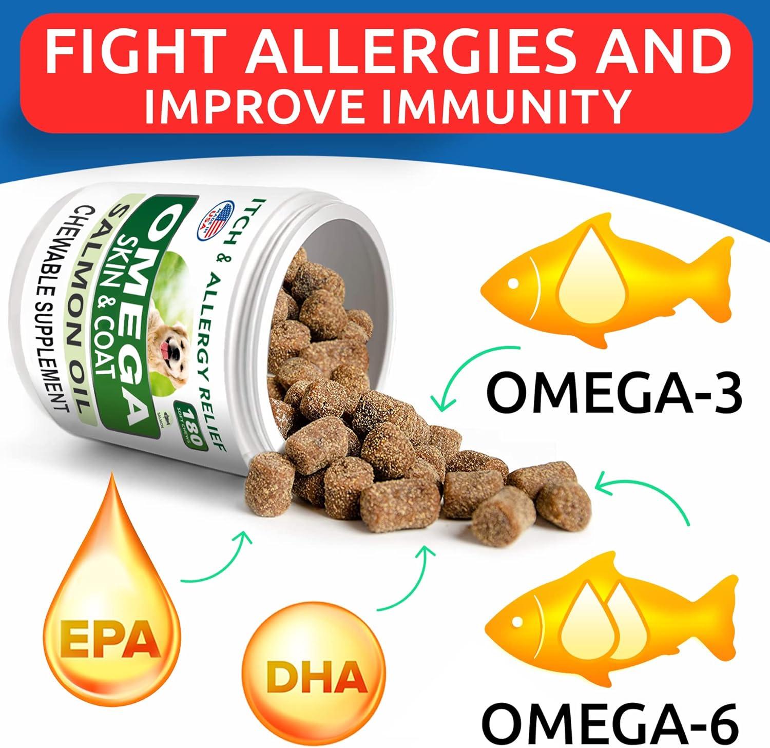 imageBARKampampSPARK Advanced Collagen  Omega3 Formula for Dogs  180 Fish Oil Treats for Dog Shedding Itch ampamp Allergy Relief Hot Spots Hip ampamp Joint and Skin ampamp Coat Supplement  Biotin EPA ampamp DHA Fatty AcidsSalmon