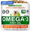 imageBARKampampSPARK Advanced Collagen  Omega3 Formula for Dogs  180 Fish Oil Treats for Dog Shedding Itch ampamp Allergy Relief Hot Spots Hip ampamp Joint and Skin ampamp Coat Supplement  Biotin EPA ampamp DHA Fatty AcidsSalmon