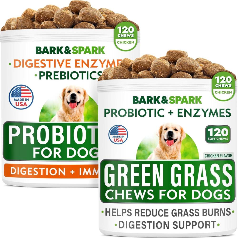imageDog Probiotics Chews  AllNatural Grass Treatment for Dog Urine  Gas Diarrhea Allergy Constipation Upset Stomach Relief  Grass Saving for Dogs  Pee Lawn Repair  Dog Urine Neutralizer