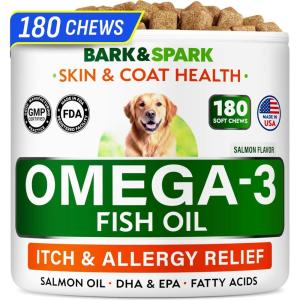 image:imageBARKampSPARK Omega 3  Fish Oil for Dogs  Skin Allergy Chews Itch Relief Hot Spots Treatment  Fish Oil Liquid Supplement for Pets EPADHA Fatty Acids Skin amp Coat Support  Bundle 180 Ct  16 Oz180 Ct  Salmon
