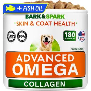 image:imageBARKampSPARK Omega 3  Fish Oil for Dogs  Skin Allergy Chews Itch Relief Hot Spots Treatment  Fish Oil Liquid Supplement for Pets EPADHA Fatty Acids Skin amp Coat Support  Bundle 180 Ct  16 Oz180 Ct  Adv Omega3  Collagen
