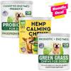 image:imageDog Probiotics Chews  Calming Hemp Treats  AllNatural Grass Treatment  Gas Diarrhea Allergy Constipation Upset Stomach Relief  Anxiety Relief  Separation Aid  Grass Saver Pee Lawn Repair