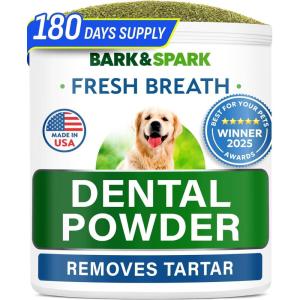image:imageBarkampSpark Dog Teeth Cleaning Powder amp Breath Freshener Dental Powder Cleaner for Bright Teeth  Plaque and Bad Breath Advanced Remover for Dogs Pet Oral Care Bright Co Lab Pro Formula  90 Servings90 Count Powder