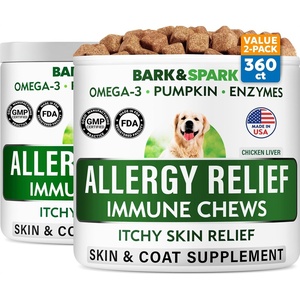 image:imageBARKampSPARK Dog Allergy Relief Soft Chews for Skin Health amp Seasonal Allergies  AntiItch Supplement wOmega3 Quercetin amp Bromelain Immune Treats for Dry Skin amp Hot Spots  Chicken Liver  360ctAllerItch Relief