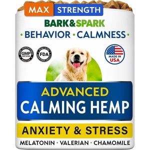 image:imageBARKampSPARK Advanced Calming Hemp Treats for Dogs  Hemp Oil  Melatonin  Anxiety Relief  Separation Aid  Stress Relief During Fireworks Storms Thunder  Aggressive Behavior Barking  180 ChewsCalming Chews Anxiety  Stress