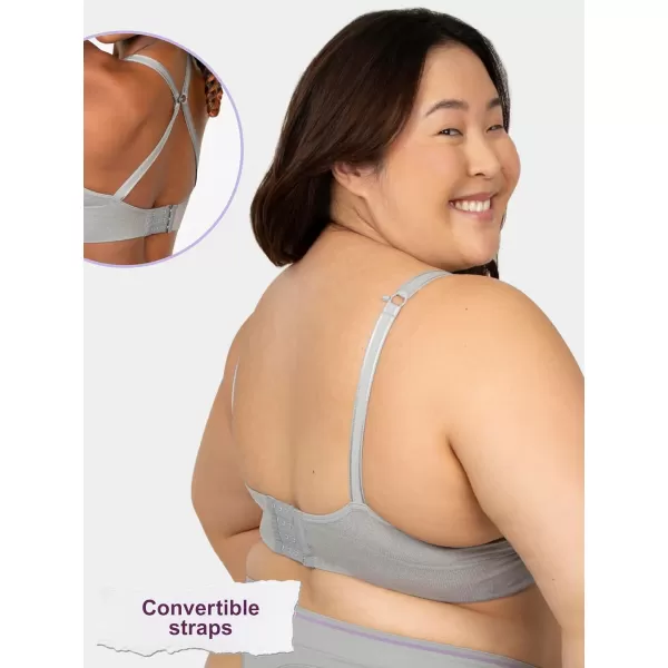 Fruit of the Loom A Fresh Collection Confidence Booster 2 Pack Womens Seamless Push Up Bras for Lifted ComfortHeather GreyStellar Orchid