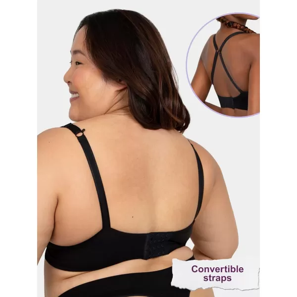 Fruit of the Loom A Fresh Collection Confidence Booster 2 Pack Womens Seamless Push Up Bras for Lifted ComfortPremium PlumBlack Hue