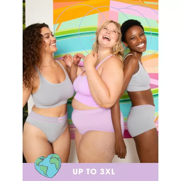 Fruit of the Loom A Fresh Collection Hey Shorty 3Pack Seamless Boyshorts for Womens Everyday ComfortSugar PlumGreyStellar Orchid