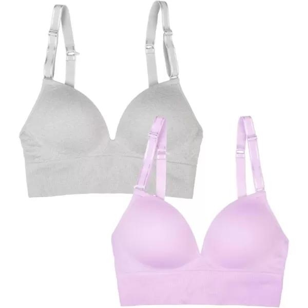 Fruit of the Loom A Fresh Collection Confidence Booster 2 Pack Womens Seamless Push Up Bras for Lifted ComfortHeather GreyStellar Orchid