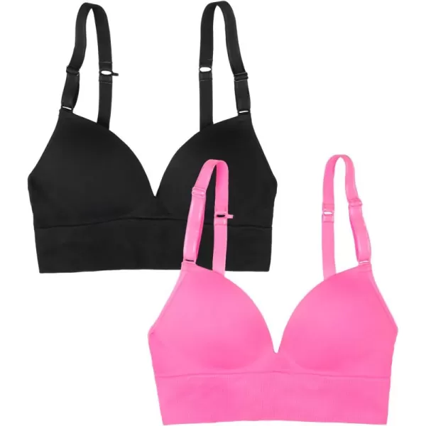 Fruit of the Loom A Fresh Collection Confidence Booster 2 Pack Womens Seamless Push Up Bras for Lifted ComfortSugar PlumBlack Hue