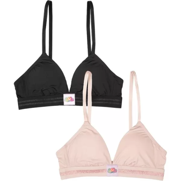 Fruit of the Loom A Fresh Collection FOMO Free 2Pack Womens Triangle Bralettes  Modern Comfort ampamp Sleek DesignRose ShadowBlack Hue