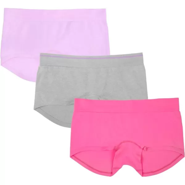 Fruit of the Loom A Fresh Collection Hey Shorty 3Pack Seamless Boyshorts for Womens Everyday ComfortSugar PlumGreyStellar Orchid