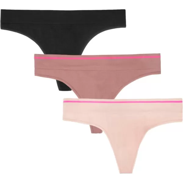 Fruit of the Loom A Fresh Collection Sneak Chic 3Pack Womens Seamless Thong  For Ultimate Comfort ampamp Invisible StylePremium PlumRose ShadowBlack